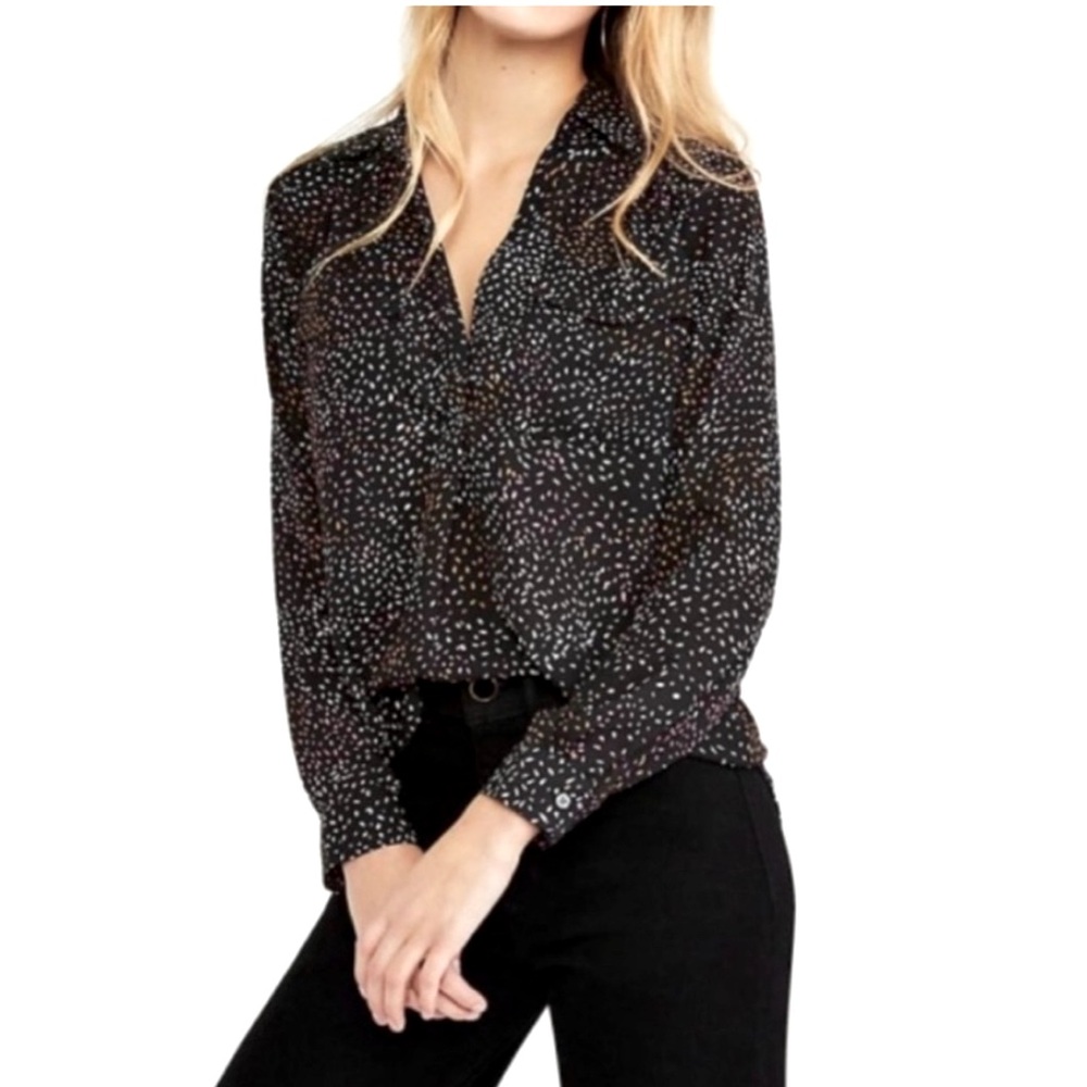 Ann Taylor Camp Shirt Starry Fleck Small